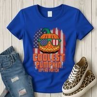 Halloween Costume Coolest Pumpkin In The Patch American Flag Gift Women's T-Shirt thumb 3