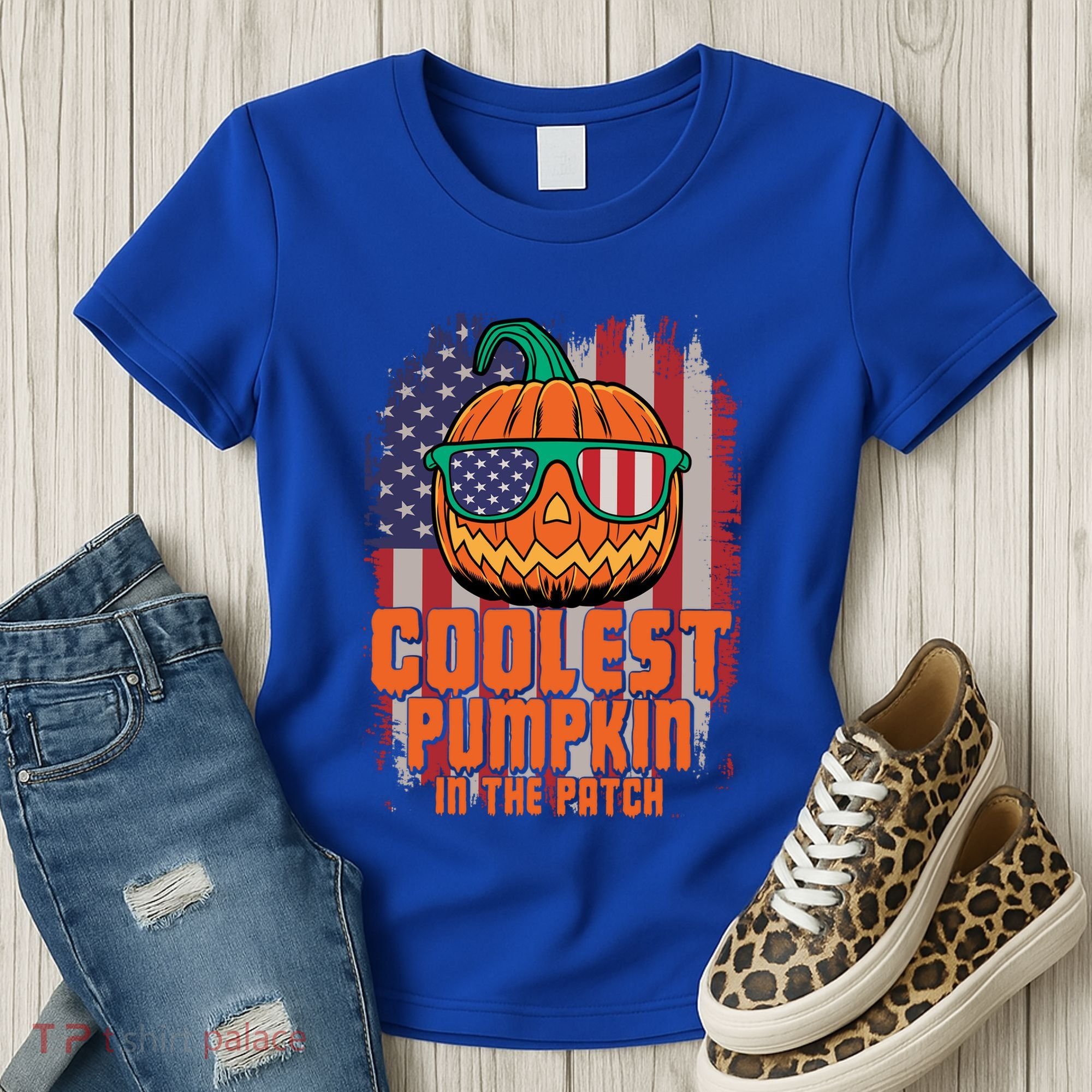 Halloween Costume Coolest Pumpkin In The Patch American Flag Gift Women's T-Shirt