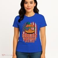 Halloween Costume Coolest Pumpkin In The Patch American Flag Gift Women's T-Shirt thumb 4