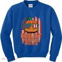 Halloween Costume Coolest Pumpkin In The Patch American Flag Gift Kids Sweatshirt thumb 0