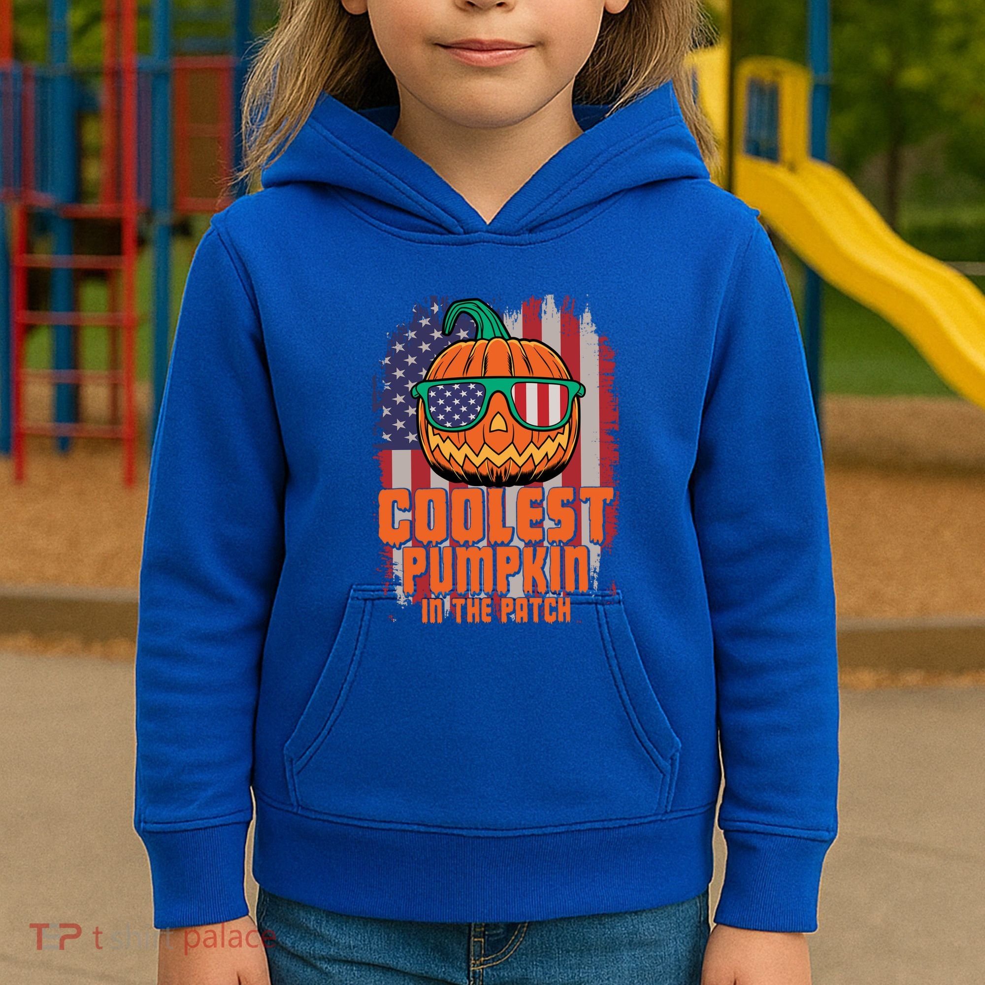 Halloween Costume Coolest Pumpkin In The Patch American Flag Gift Kids Hoodie