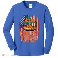 Halloween Costume Coolest Pumpkin In The Patch American Flag Gift Kids Long Sleeve Shirt thumb 0