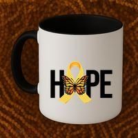 Hope Childhood Cancer Awareness Butterfly Ribbon Coffee Mug thumb 2