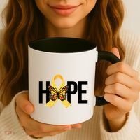 Hope Childhood Cancer Awareness Butterfly Ribbon Coffee Mug thumb 3