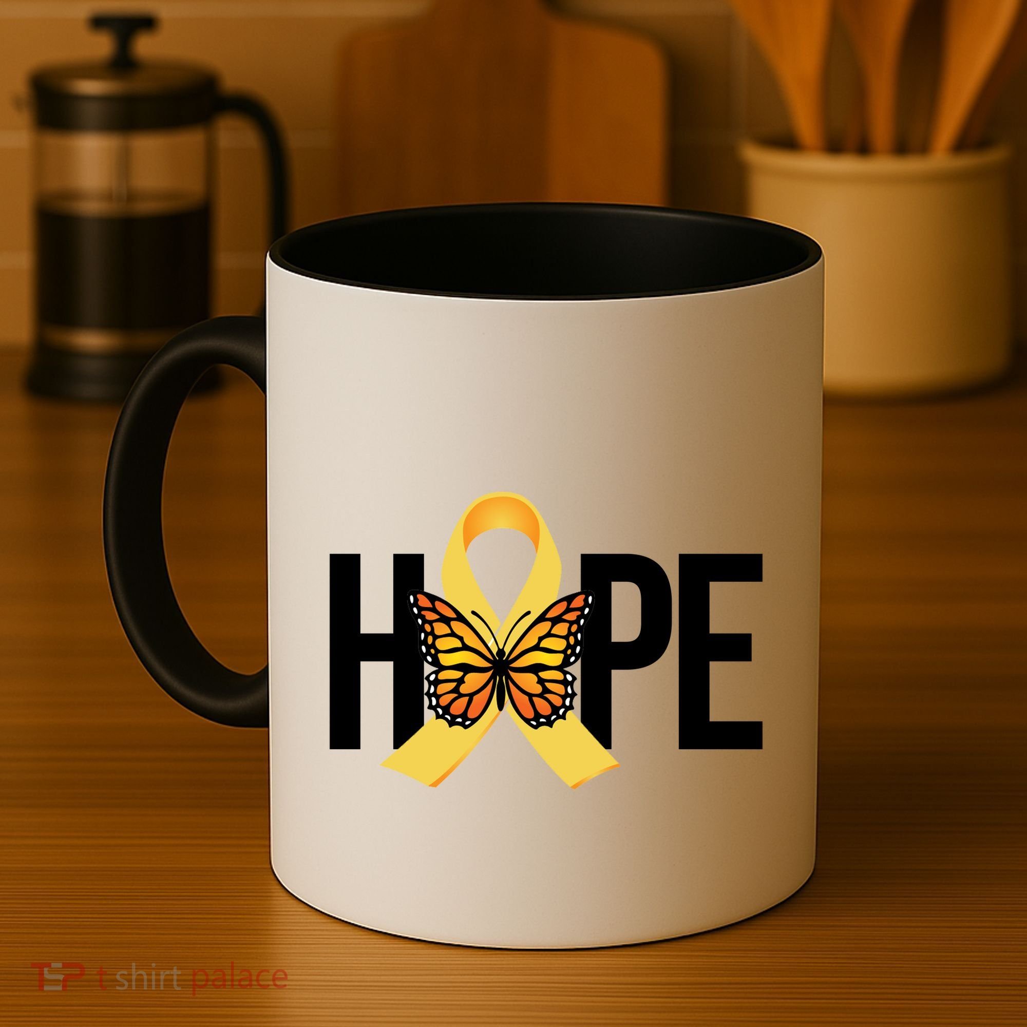 Hope Childhood Cancer Awareness Butterfly Ribbon Coffee Mug
