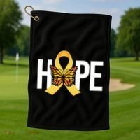 Hope Childhood Cancer Awareness Butterfly Ribbon Golf Towel thumb 1