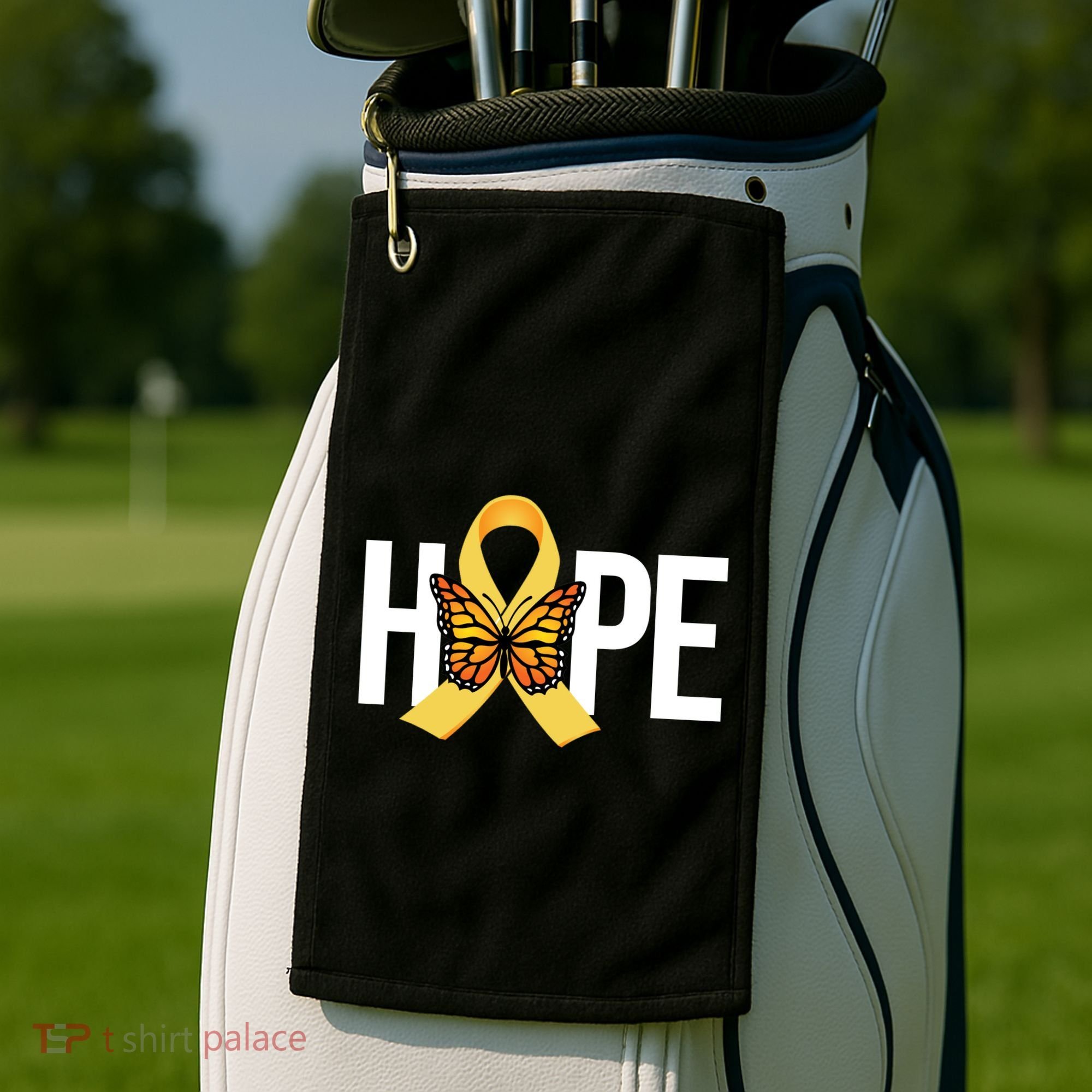 Hope Childhood Cancer Awareness Butterfly Ribbon Golf Towel