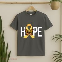Hope Childhood Cancer Awareness Butterfly Ribbon T-Shirt thumb 2