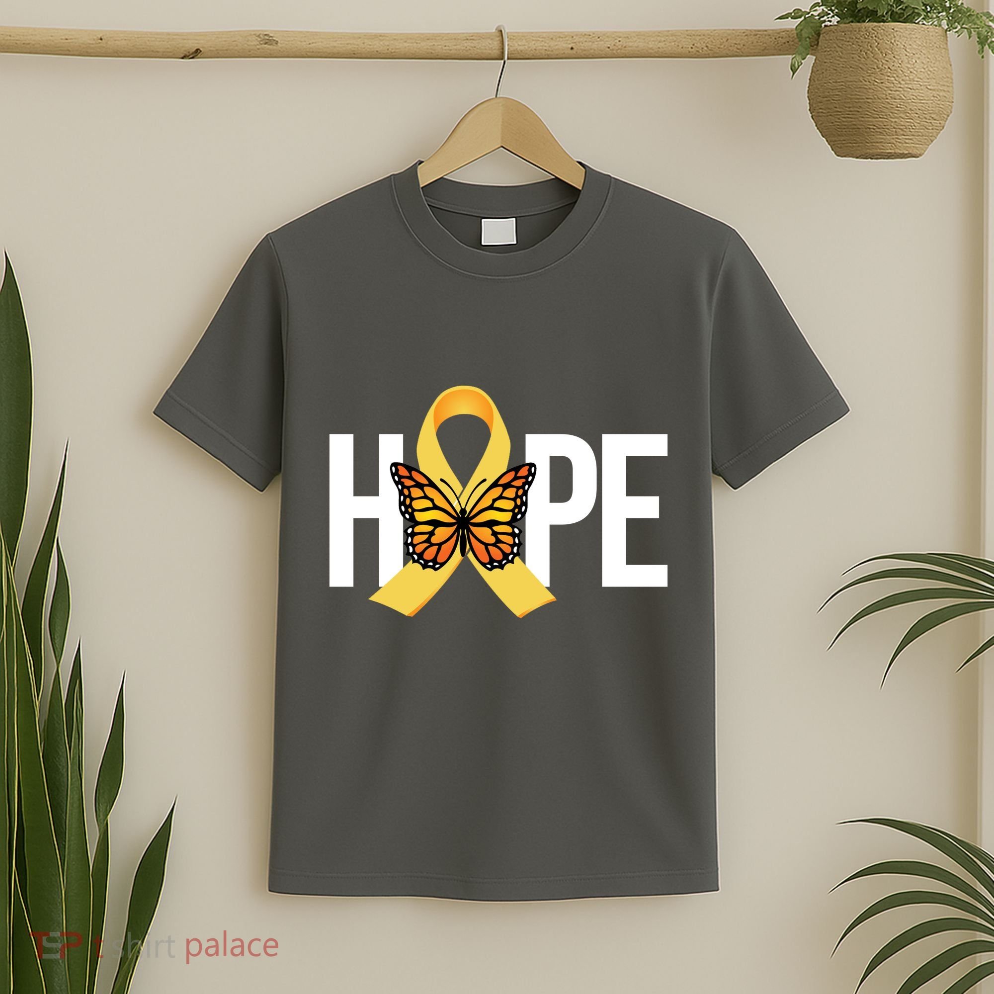 Hope Childhood Cancer Awareness Butterfly Ribbon T-Shirt