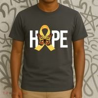 Hope Childhood Cancer Awareness Butterfly Ribbon T-Shirt thumb 3