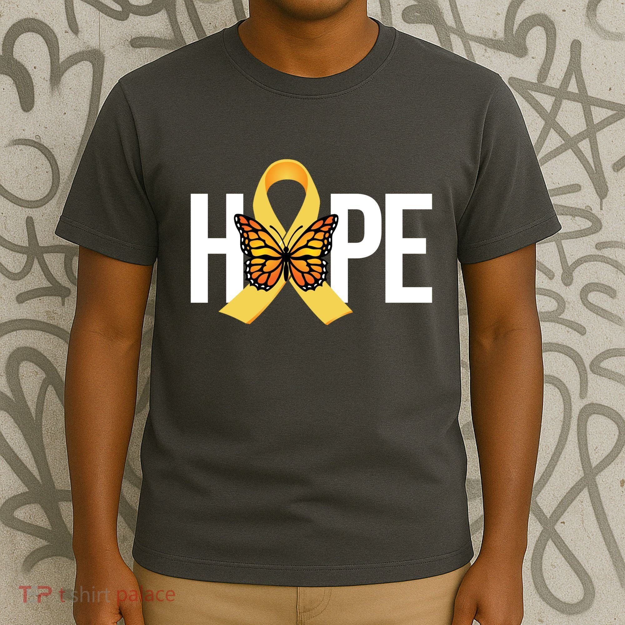Hope Childhood Cancer Awareness Butterfly Ribbon T-Shirt