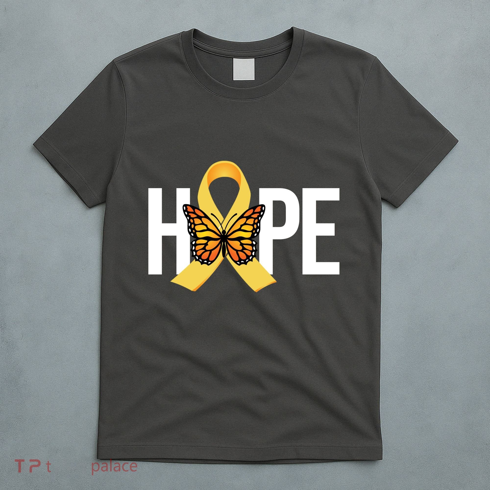 Hope Childhood Cancer Awareness Butterfly Ribbon T-Shirt