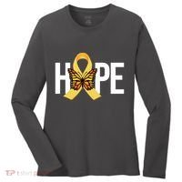 Hope Childhood Cancer Awareness Butterfly Ribbon Women's Long Sleeve Shirt thumb 0