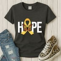 Hope Childhood Cancer Awareness Butterfly Ribbon Women's T-Shirt thumb 3