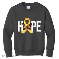 Hope Childhood Cancer Awareness Butterfly Ribbon Kids Sweatshirt thumb 0
