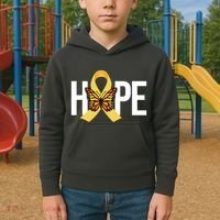 Hope Childhood Cancer Awareness Butterfly Ribbon Kids Hoodie thumb 2