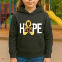 Hope Childhood Cancer Awareness Butterfly Ribbon Kids Hoodie thumb 3