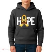 Hope Childhood Cancer Awareness Butterfly Ribbon Kids Hoodie thumb 4
