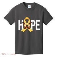 Hope Childhood Cancer Awareness Butterfly Ribbon Kids T-Shirt thumb 0