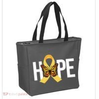 Hope Childhood Cancer Awareness Butterfly Ribbon Tote Bag thumb 2