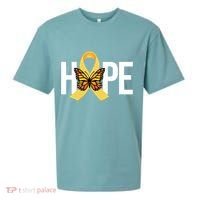Hope Childhood Cancer Awareness Butterfly Ribbon Sueded Cloud Jersey T-Shirt thumb 0