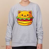 Hamburger Cat Catburger Funny Burger Cat Lover Foodie Women's Sweatshirt thumb 0