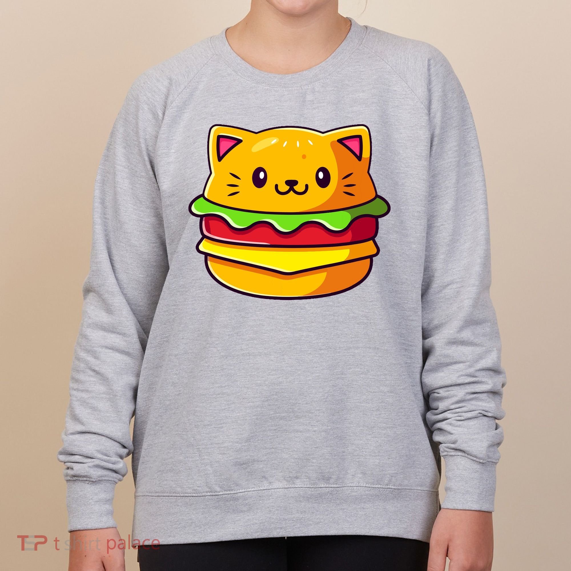 Hamburger Cat Catburger Funny Burger Cat Lover Foodie Women's Sweatshirt