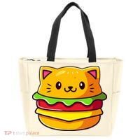 Hamburger Cat Catburger Funny Burger Cat Lover Foodie Tote Bag thumb 0