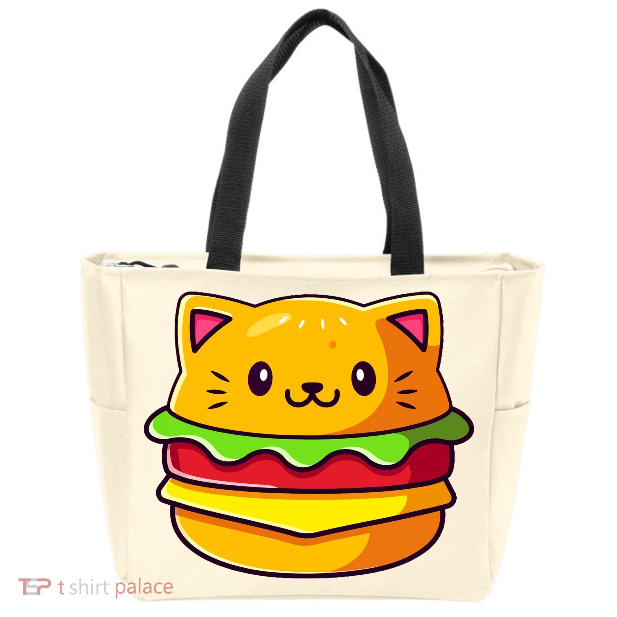 Hamburger Cat Catburger Funny Burger Cat Lover Foodie Tote Bag
