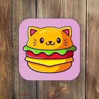 Hamburger Cat Catburger Funny Burger Cat Lover Foodie Coaster thumb 0