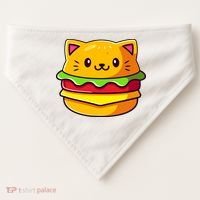 Hamburger Cat Catburger Funny Burger Cat Lover Foodie USA-Made Doggie Bandana thumb 0