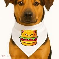 Hamburger Cat Catburger Funny Burger Cat Lover Foodie USA-Made Doggie Bandana thumb 1