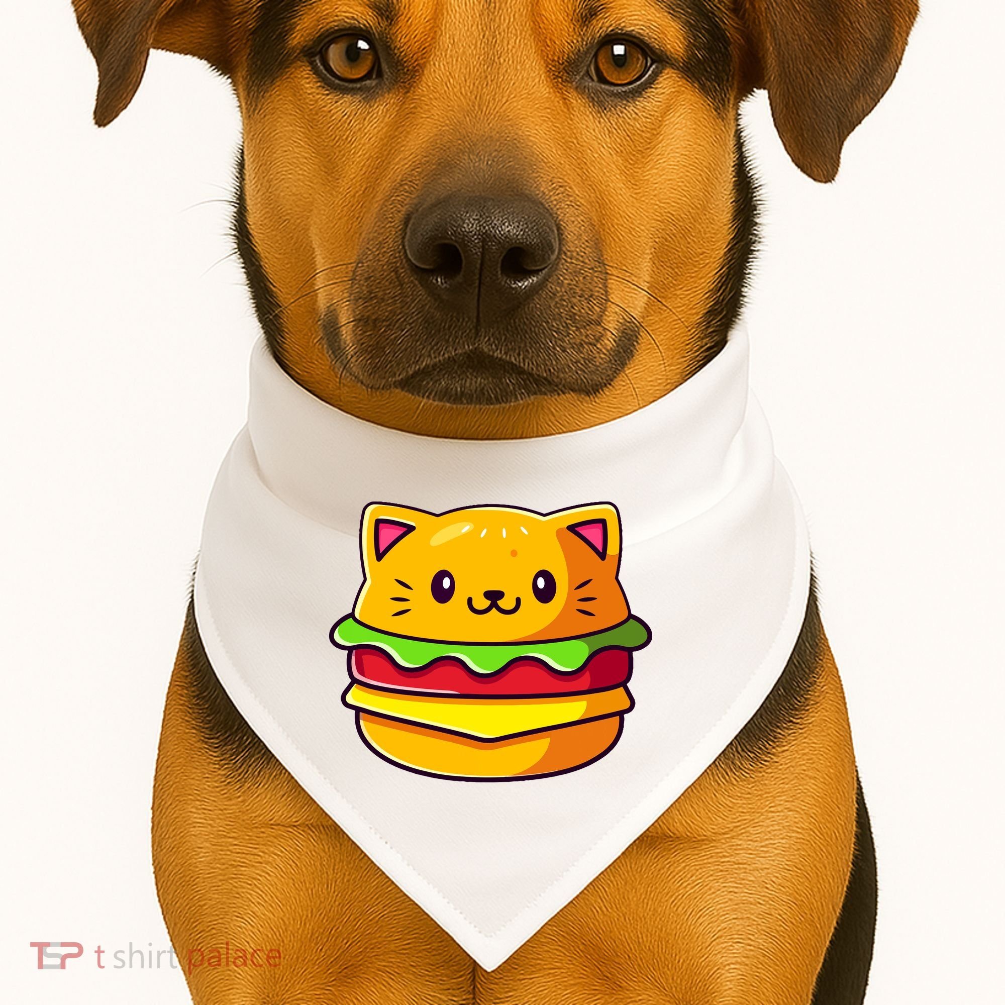 Hamburger Cat Catburger Funny Burger Cat Lover Foodie USA-Made Doggie Bandana