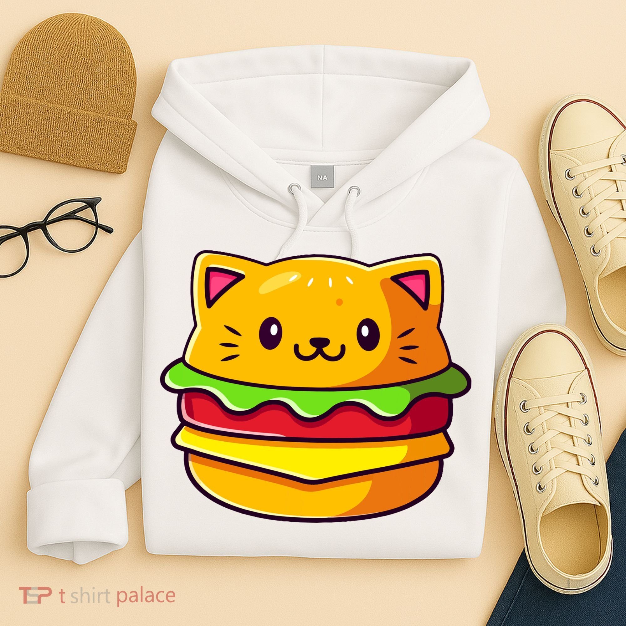 Hamburger Cat Catburger Funny Burger Cat Lover Foodie Hoodie
