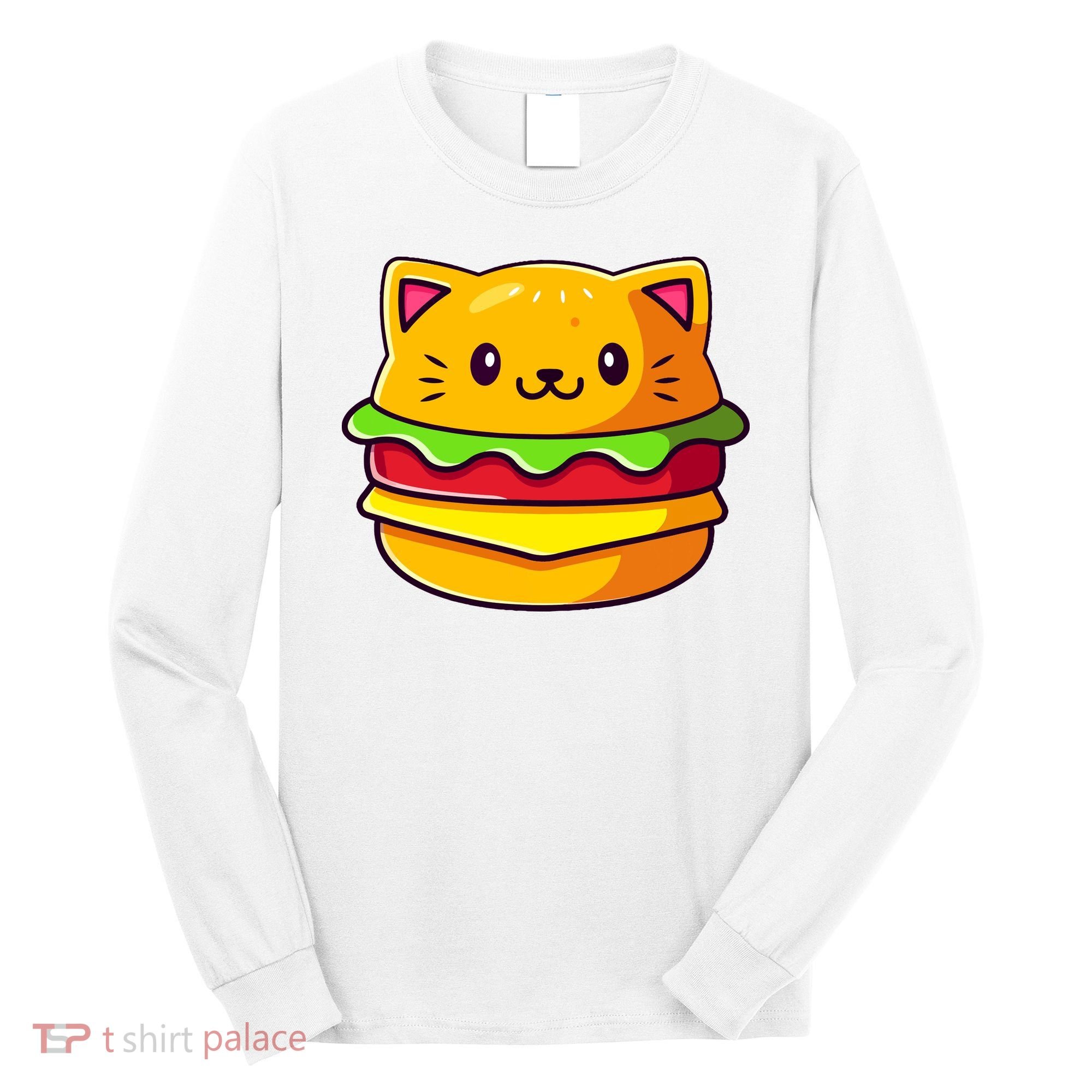 Hamburger Cat Catburger Funny Burger Cat Lover Foodie Long Sleeve Shirt