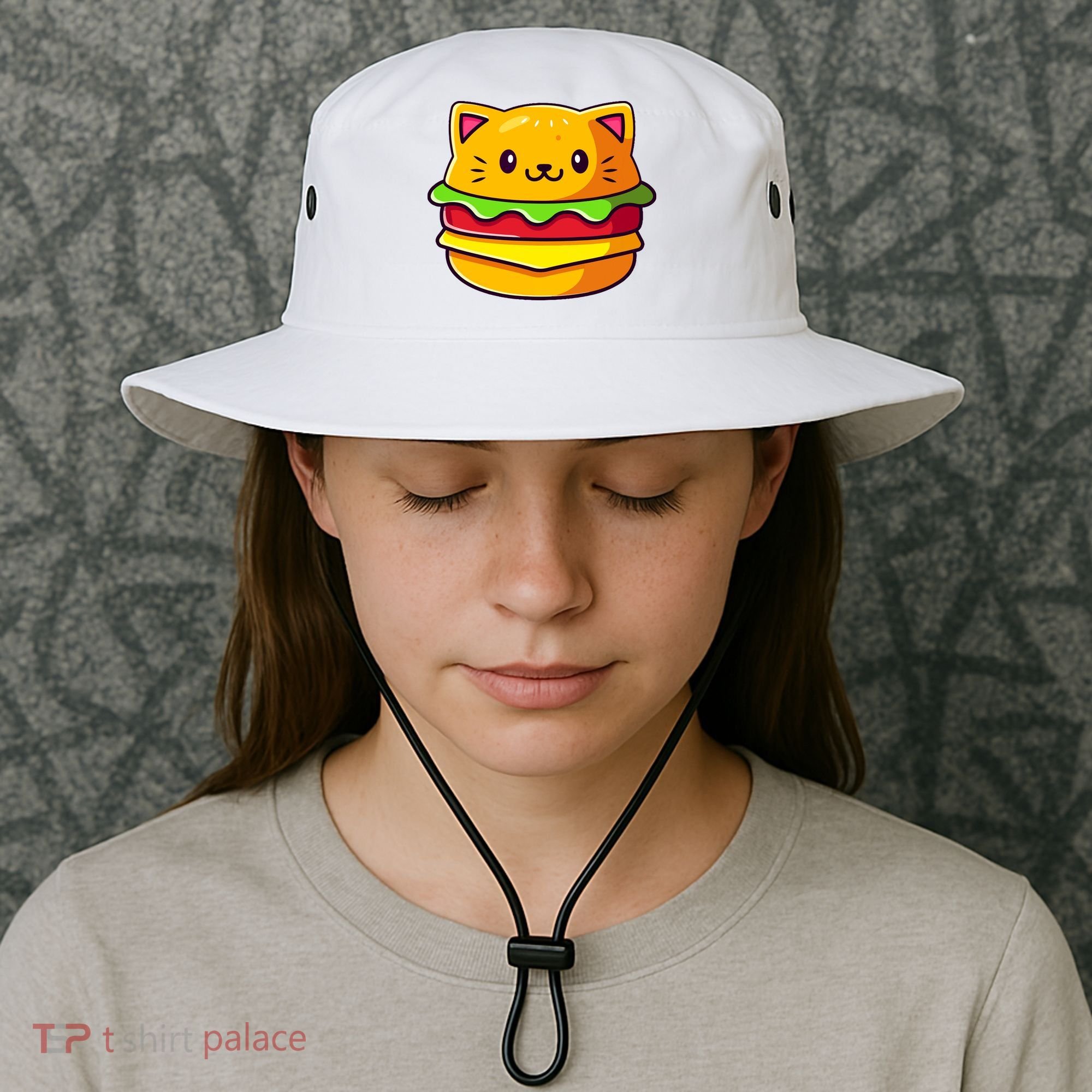 Hamburger Cat Catburger Funny Burger Cat Lover Foodie Bucket Hat