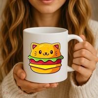 Hamburger Cat Catburger Funny Burger Cat Lover Foodie Coffee Mug thumb 3