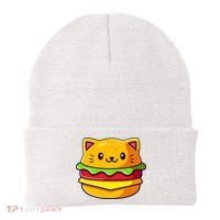 Hamburger Cat Catburger Funny Burger Cat Lover Foodie Beanie thumb 0