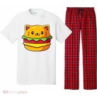 Hamburger Cat Catburger Funny Burger Cat Lover Foodie Pajama Set thumb 0