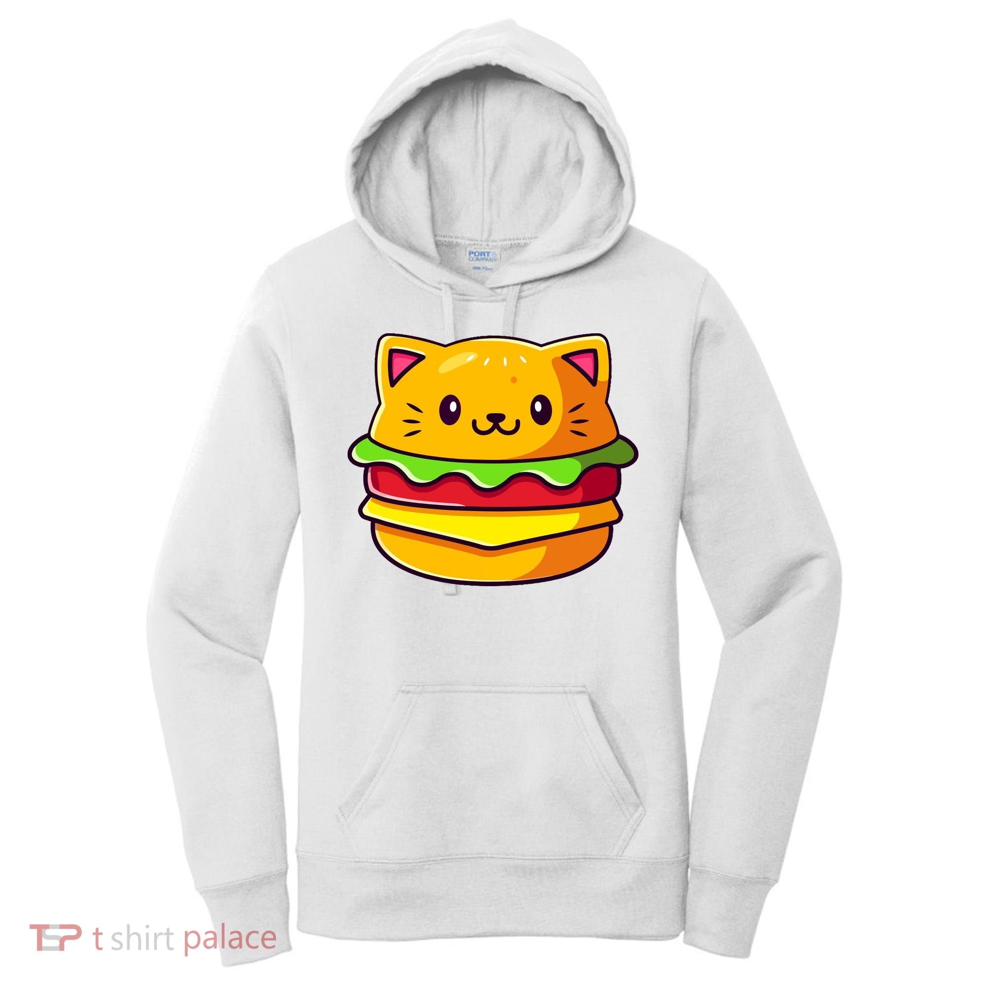 Hamburger Cat Catburger Funny Burger Cat Lover Foodie Women's Hoodie