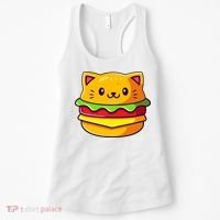 Hamburger Cat Catburger Funny Burger Cat Lover Foodie Women's Tank Top thumb 0