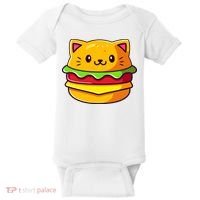 Hamburger Cat Catburger Funny Burger Cat Lover Foodie Baby Bodysuit thumb 0