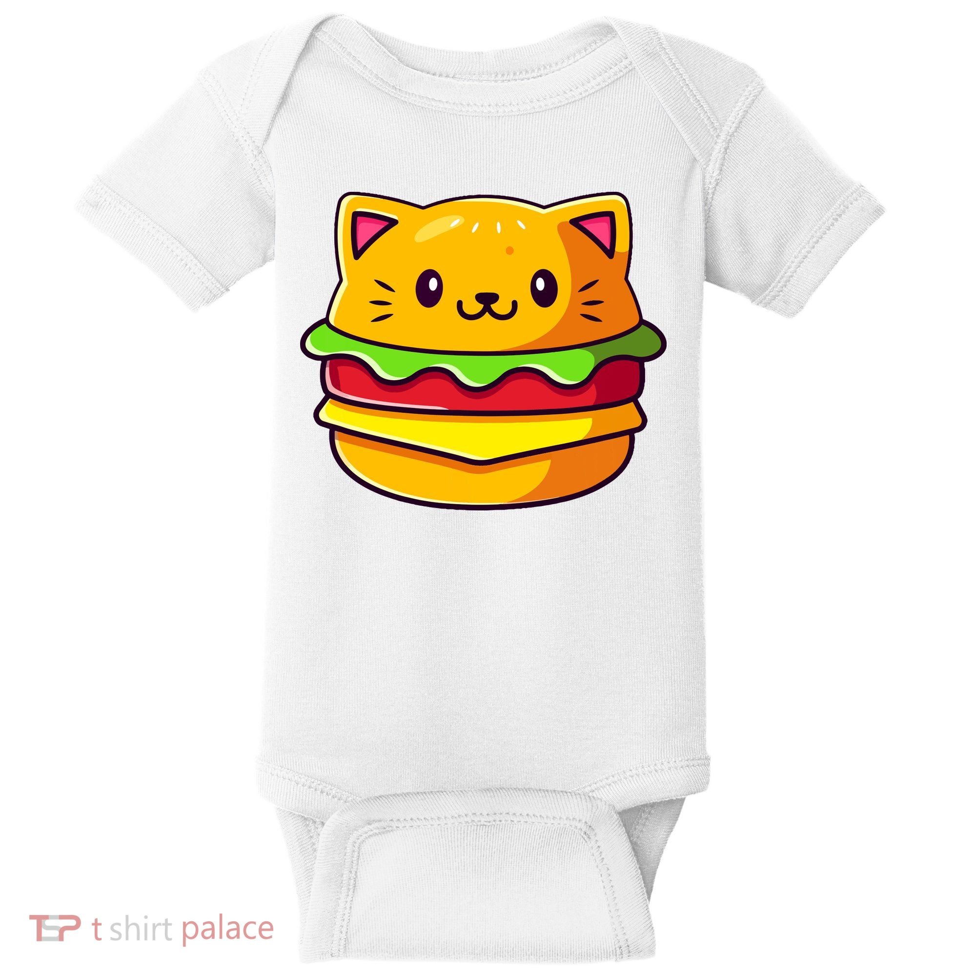 Hamburger Cat Catburger Funny Burger Cat Lover Foodie Baby Bodysuit