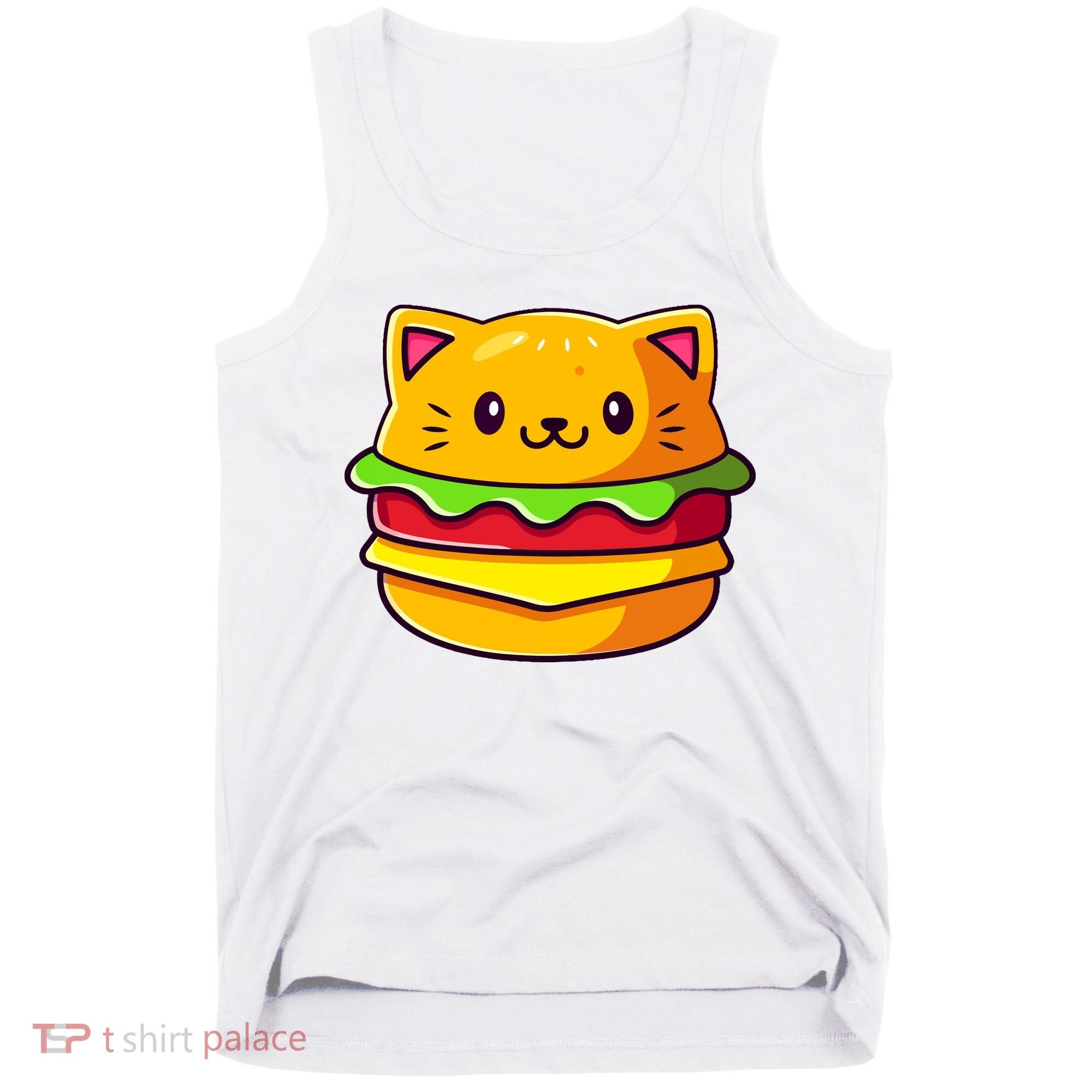 Hamburger Cat Catburger Funny Burger Cat Lover Foodie Tank Top