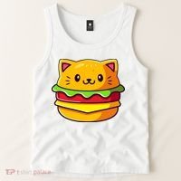 Hamburger Cat Catburger Funny Burger Cat Lover Foodie Tank Top thumb 2