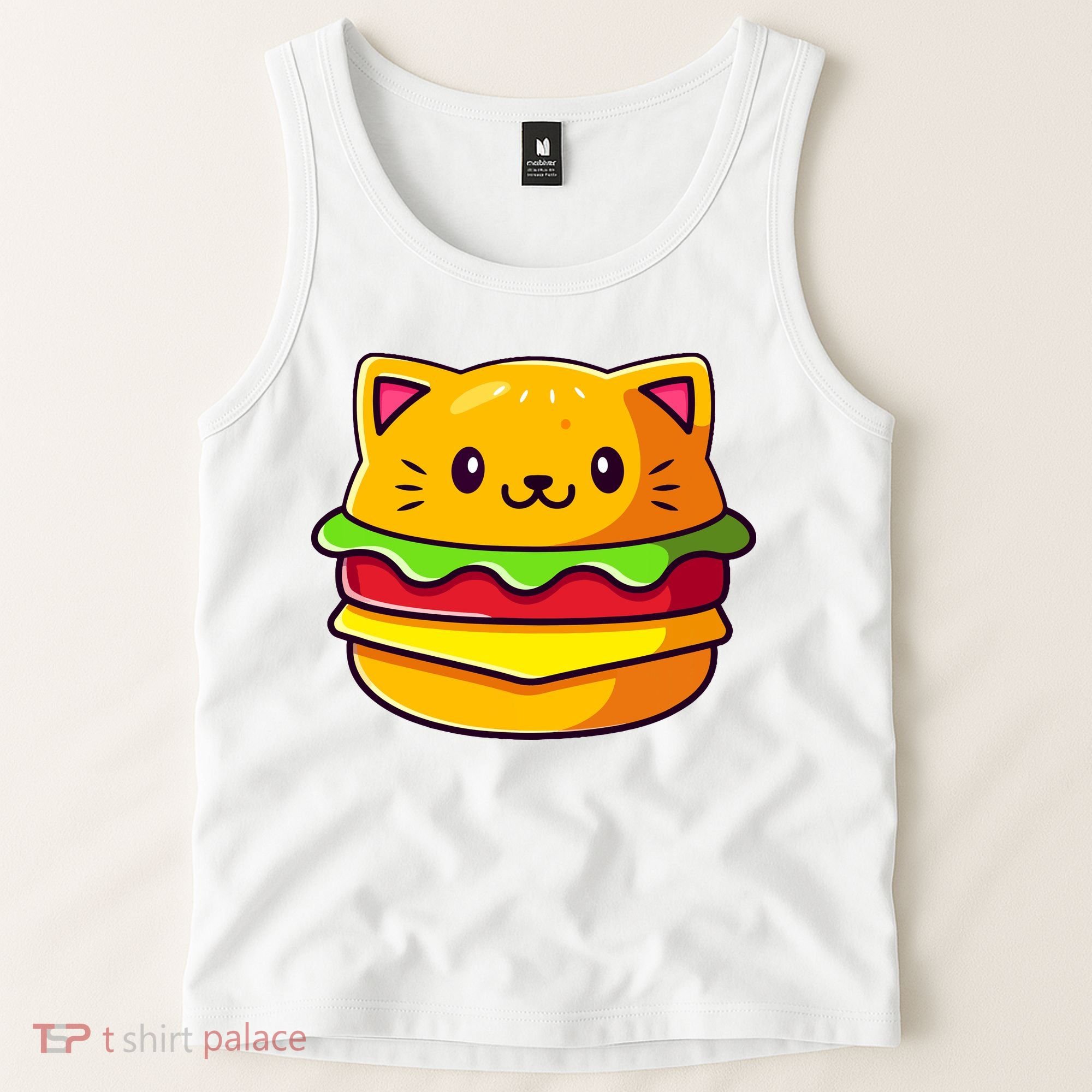 Hamburger Cat Catburger Funny Burger Cat Lover Foodie Tank Top