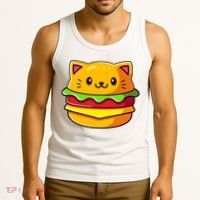 Hamburger Cat Catburger Funny Burger Cat Lover Foodie Tank Top thumb 3