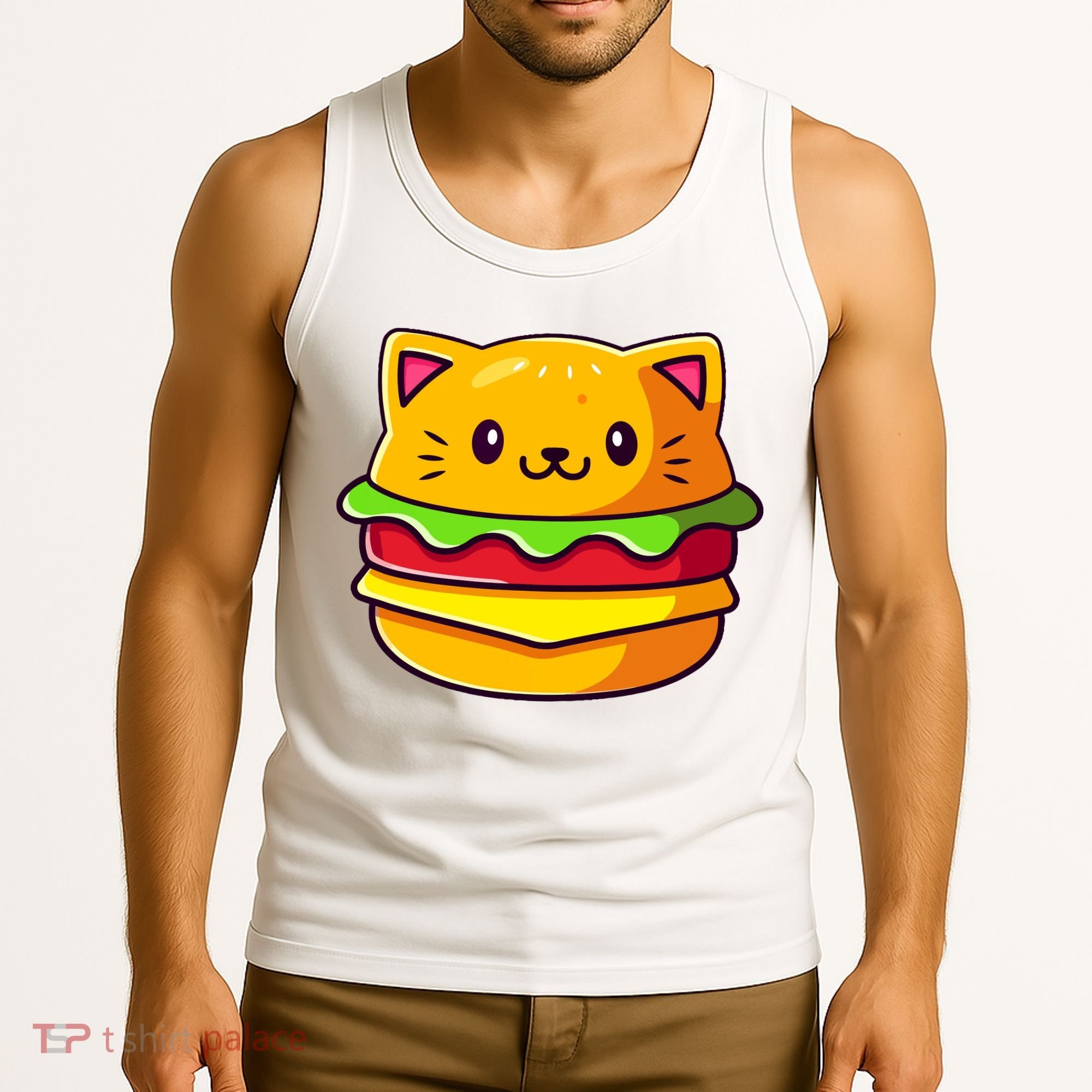 Hamburger Cat Catburger Funny Burger Cat Lover Foodie Tank Top