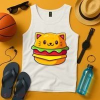 Hamburger Cat Catburger Funny Burger Cat Lover Foodie Tank Top thumb 4