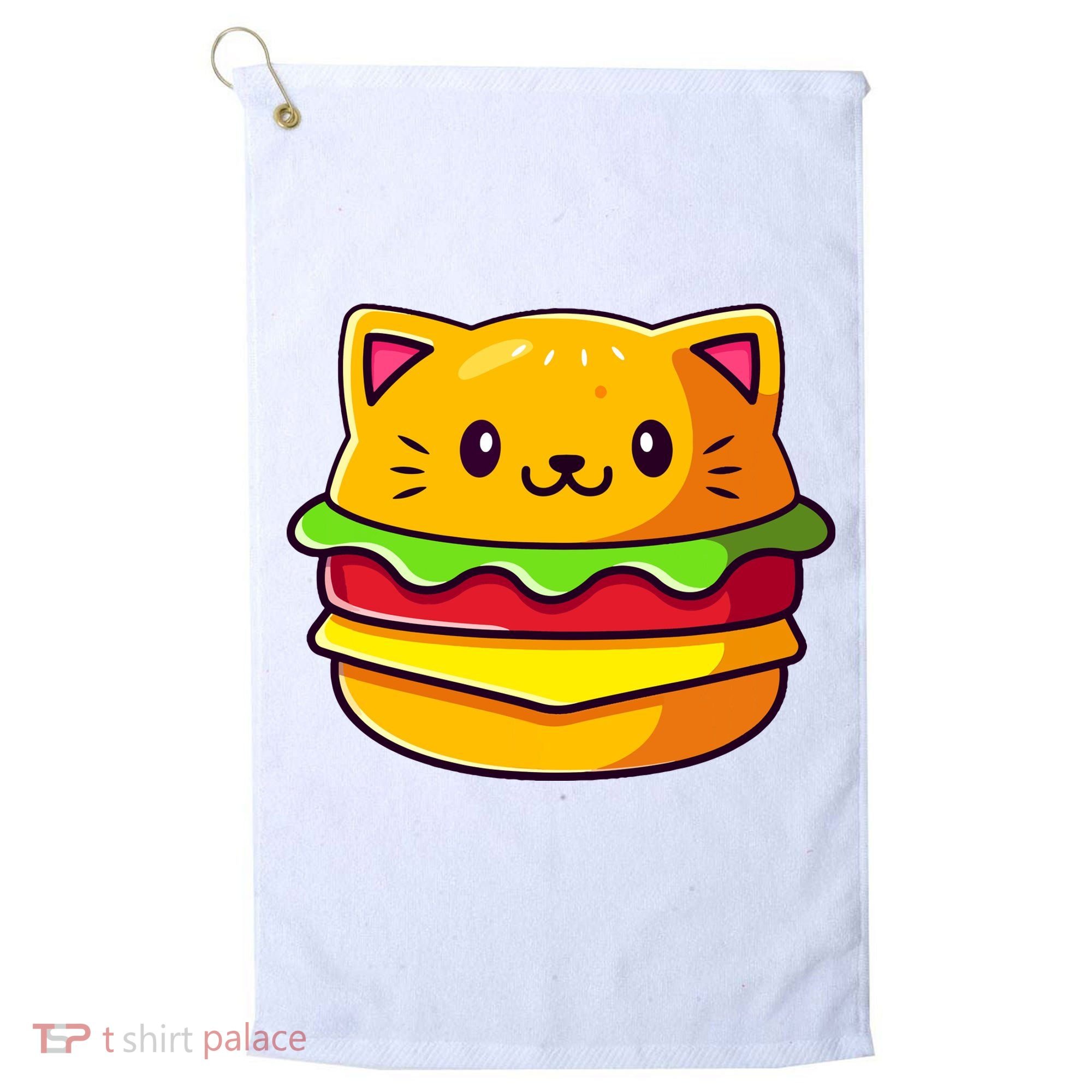 Hamburger Cat Catburger Funny Burger Cat Lover Foodie Golf Towel